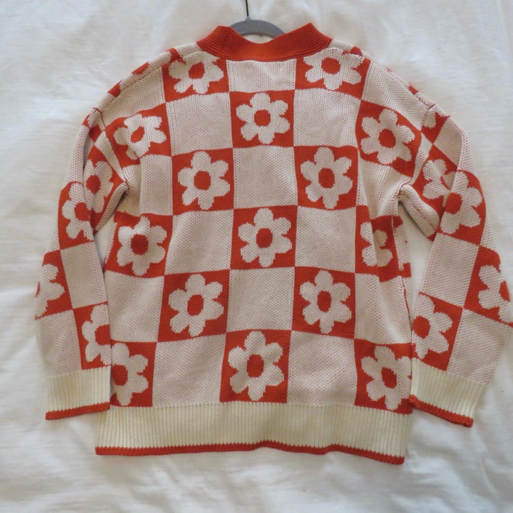 By Together Orange and Cream Checkered Cardigan - Picture 4 of 4